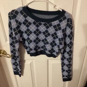 shein cropped argyle sweater